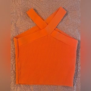 Orange Boutique top with criss cross neck